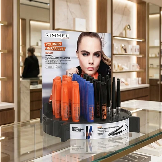 Exhibidor de mostrador para máscaras de pestañas Rimmel